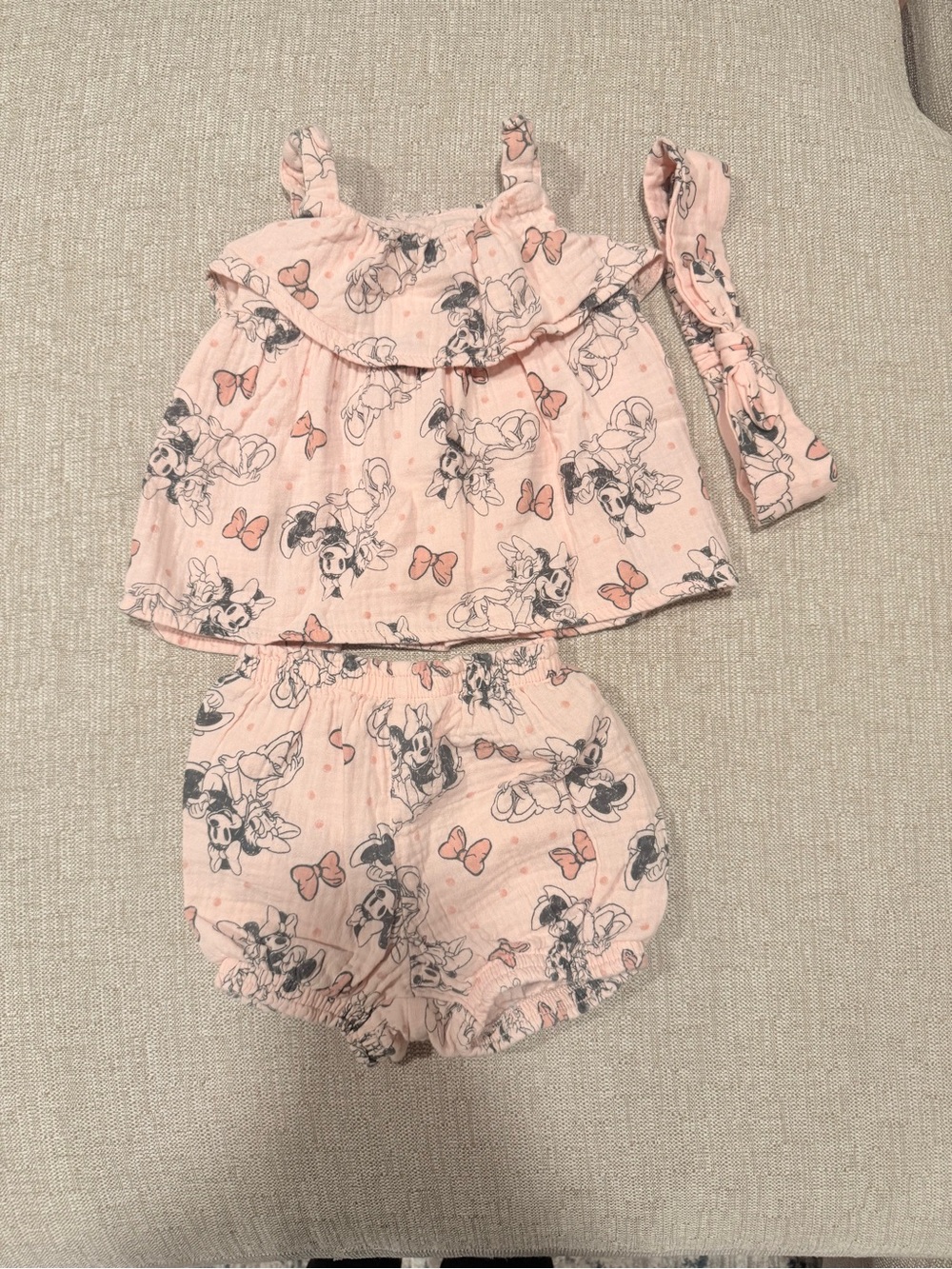 Disney Pink Minnie Mouse 3-Piece Matching Set with Headband
